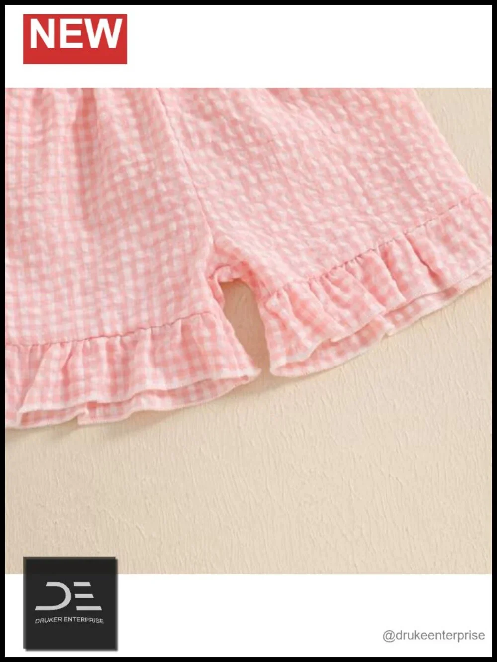 Toddler Baby Girls 2Pc Summer Outfit Smocked Short Sleeve T-Shirt with Plaid